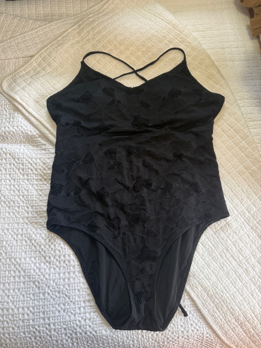 aerie Black Lace One-Piece Swimsuit—XL LONG